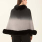 Elegant Slip On Poncho with Fur Trim