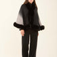 Elegant Slip On Poncho with Fur Trim