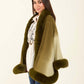 Elegant Slip On Poncho with Fur Trim