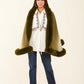 Elegant Slip On Poncho with Fur Trim