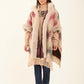 Fur Open Neckline Knitted Poncho with Fringes