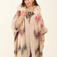 Fur Open Neckline Knitted Poncho with Fringes