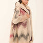 Fur Open Neckline Knitted Poncho with Fringes