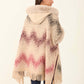 Fur Open Neckline Knitted Poncho with Fringes