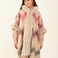 Fur Open Neckline Knitted Poncho with Fringes
