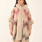 Fur Open Neckline Knitted Poncho with Fringes