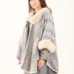 Fur Neck Leopard Winter Poncho