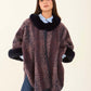 Fur Neck Leopard Winter Poncho