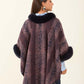 Fur Neck Leopard Winter Poncho
