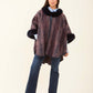 Fur Neck Leopard Winter Poncho
