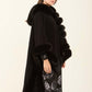 Solid Soft Poncho with Fur Trim