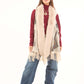 Sleeveless Patterned Poncho with Fur Neckline