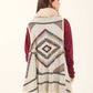 Sleeveless Patterned Poncho with Fur Neckline