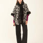Coziness Leopard Poncho with Fur Neckline