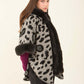 Coziness Leopard Poncho with Fur Neckline