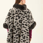 Coziness Leopard Poncho with Fur Neckline