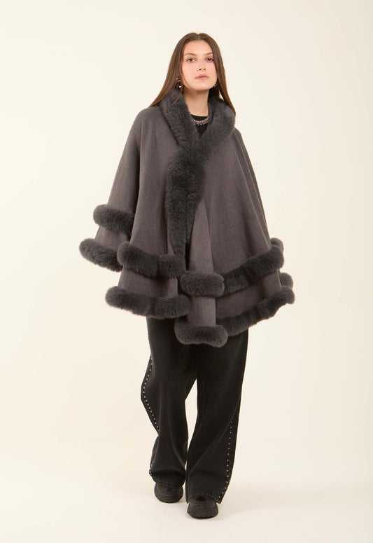 Elegant Solid Coziness Flowy Poncho