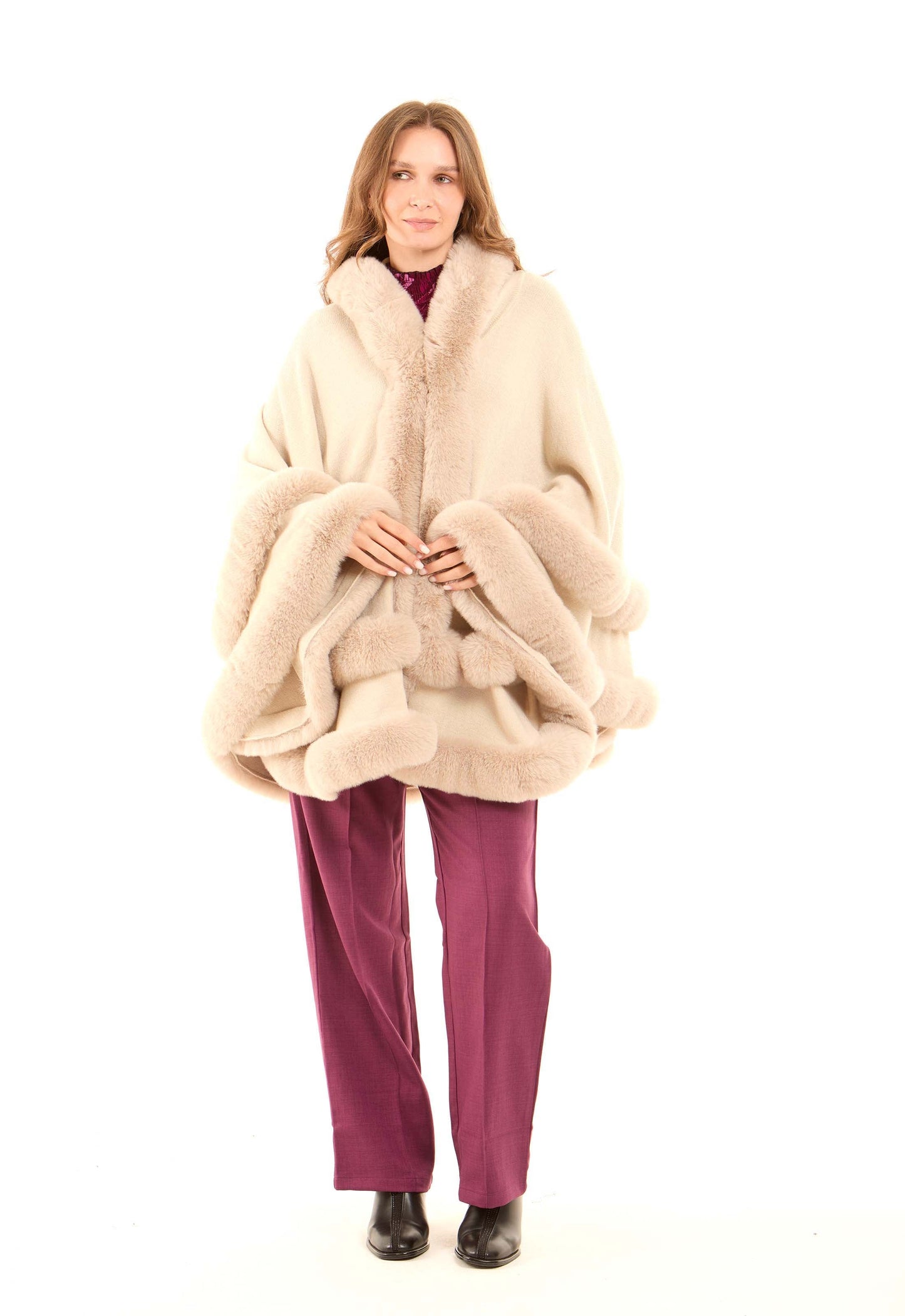 Elegant Solid Coziness Flowy Poncho