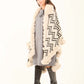 Geometric Pattern Open Neck Winter Poncho