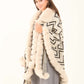 Geometric Pattern Open Neck Winter Poncho