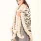 Geometric Pattern Open Neck Winter Poncho