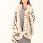 Geometric Pattern Open Neck Winter Poncho