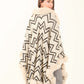 Geometric Pattern Open Neck Winter Poncho
