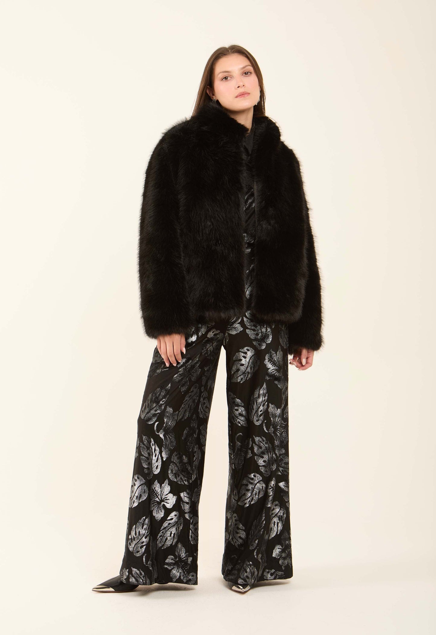 Luxurious Faux Fur Polyester Jacket