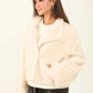 Chevron Faux-Fur Short Coat