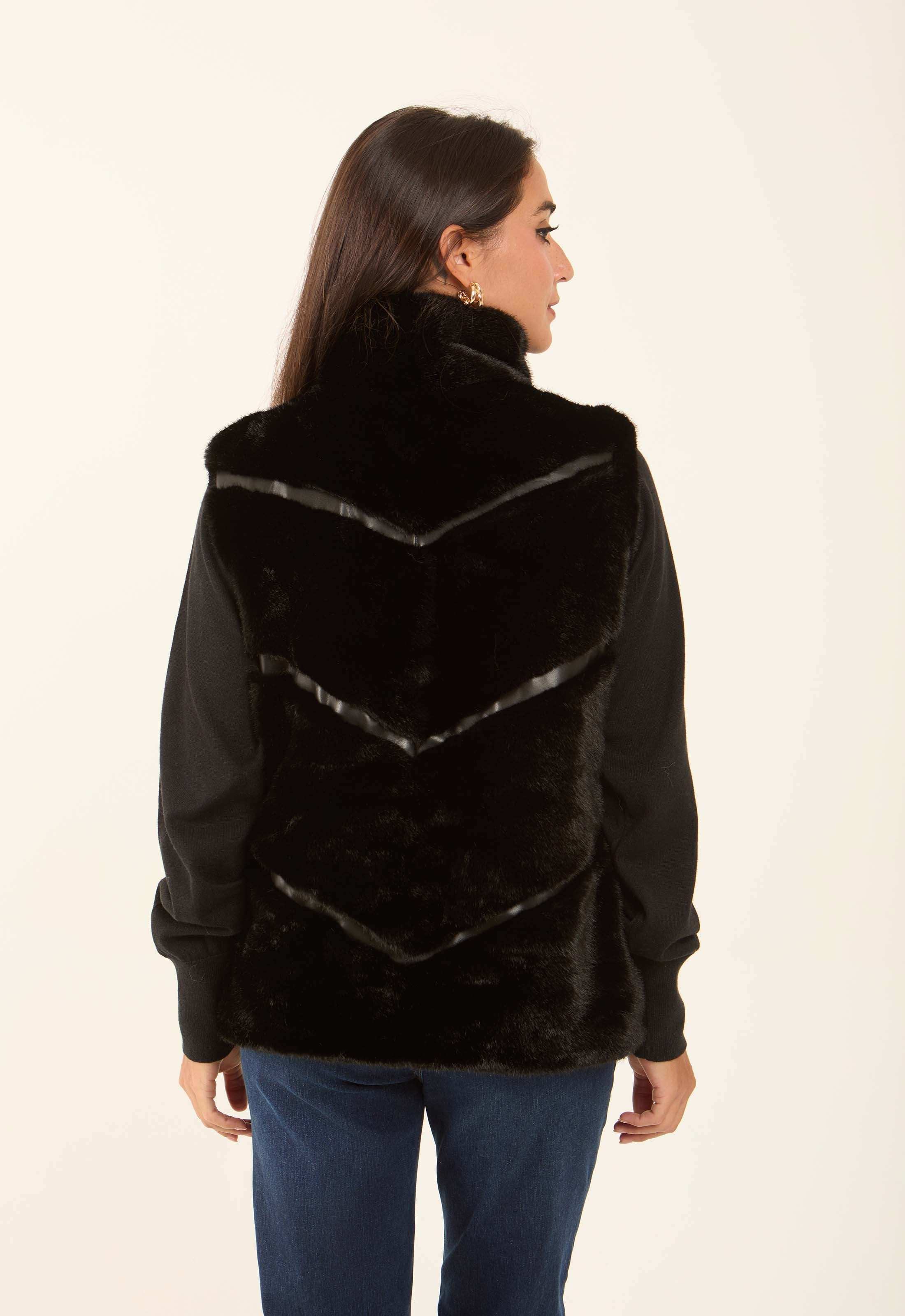 Feminine Soft Fur Vest with Zipped Pockets