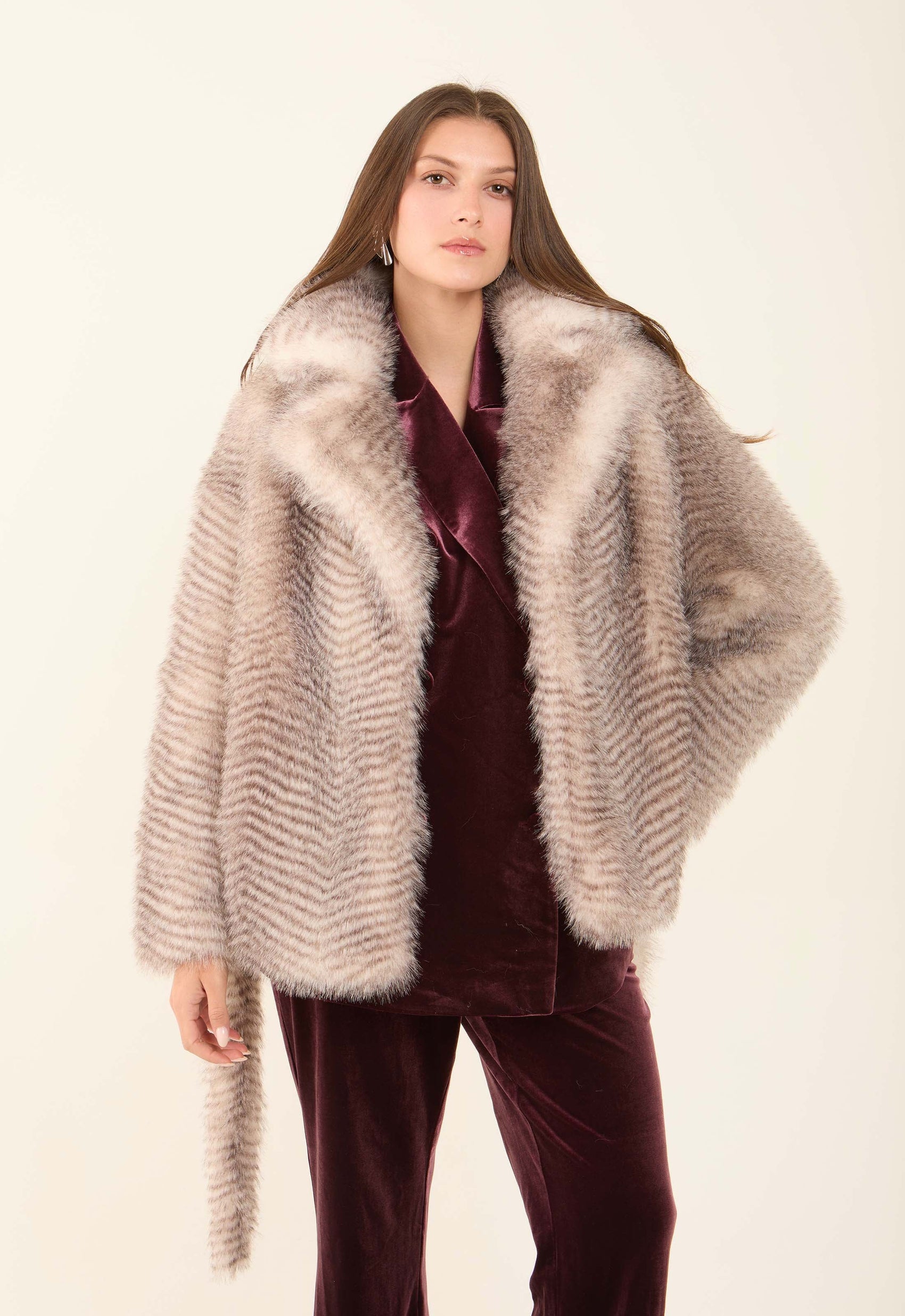 Plush Faux Fur Polyester Coat