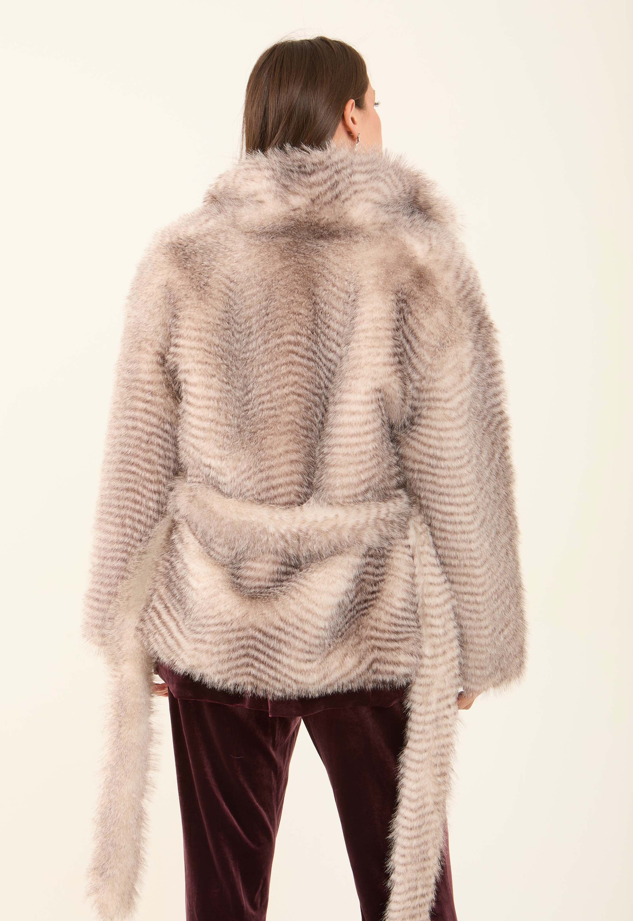 Plush Faux Fur Polyester Coat