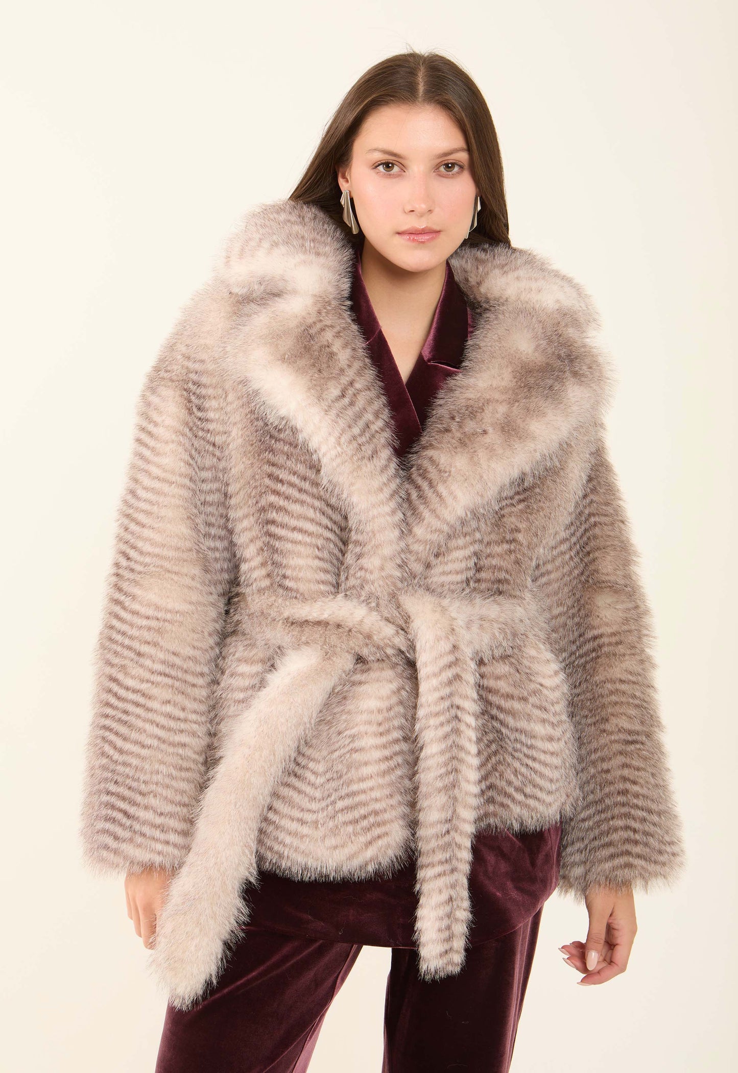 Plush Faux Fur Polyester Coat