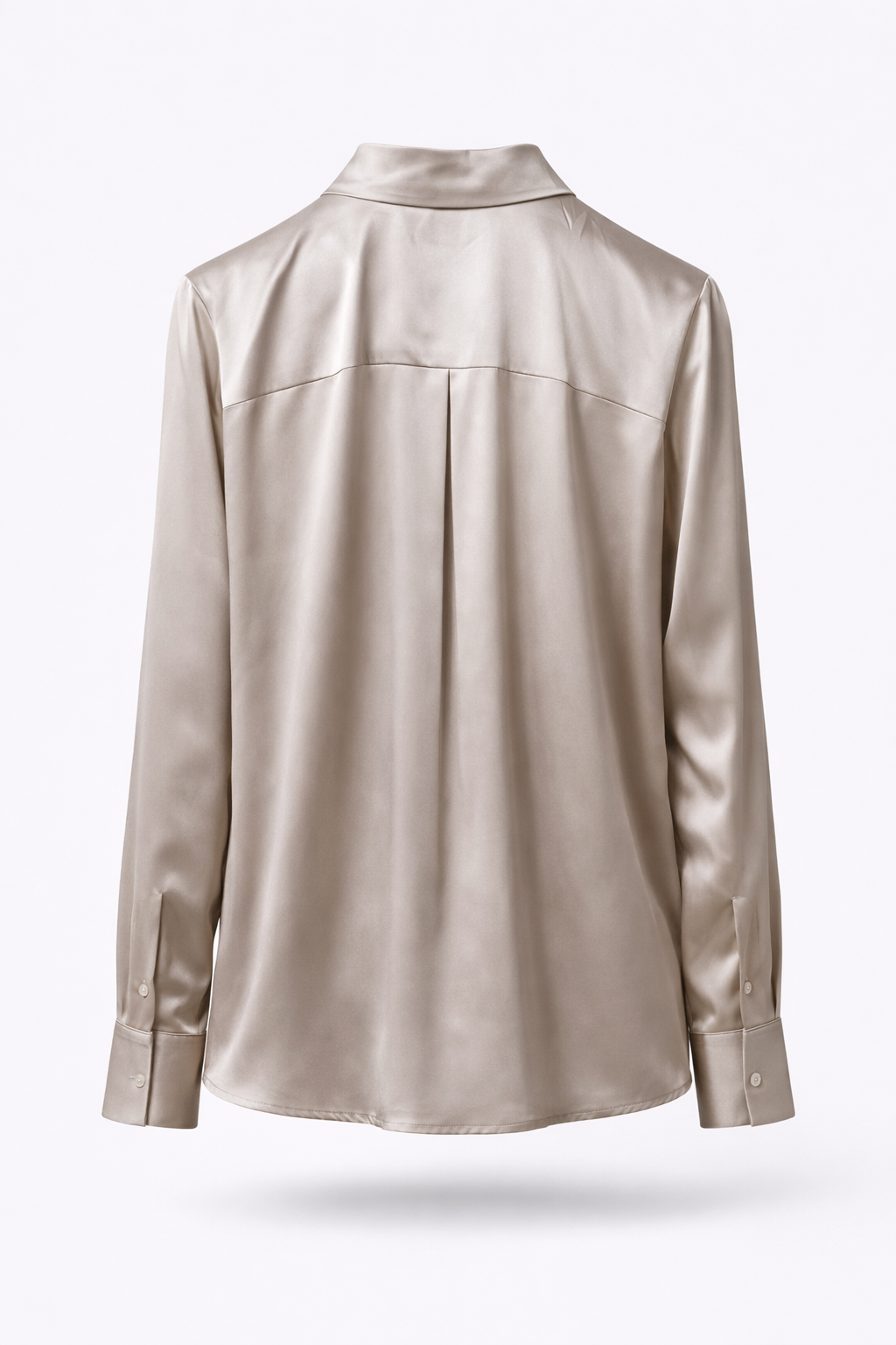 Satin Button-Down Shirt - Beige