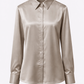 Satin Button-Down Shirt - Beige