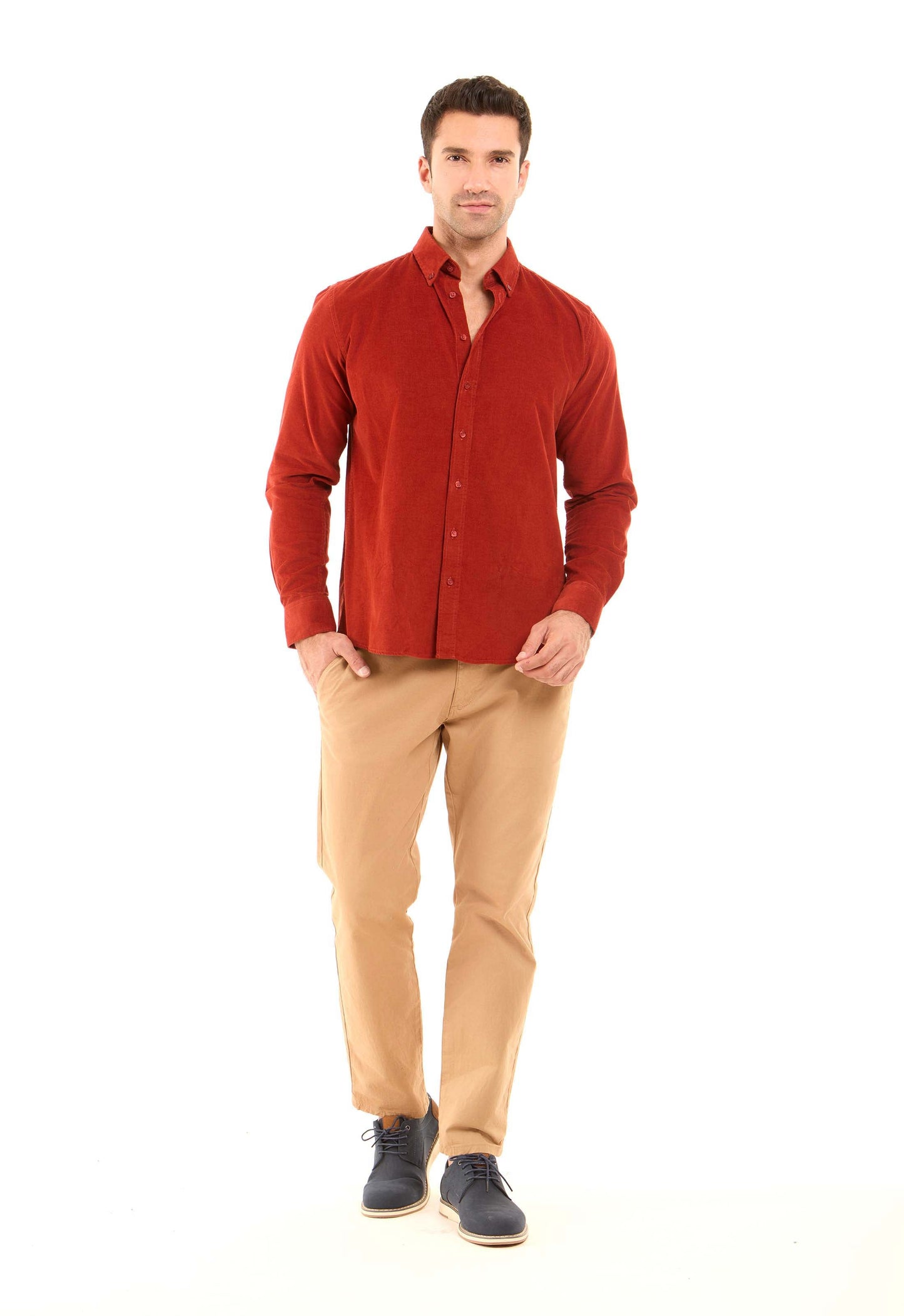 قميص كاجوال مضلع بقصة عادية