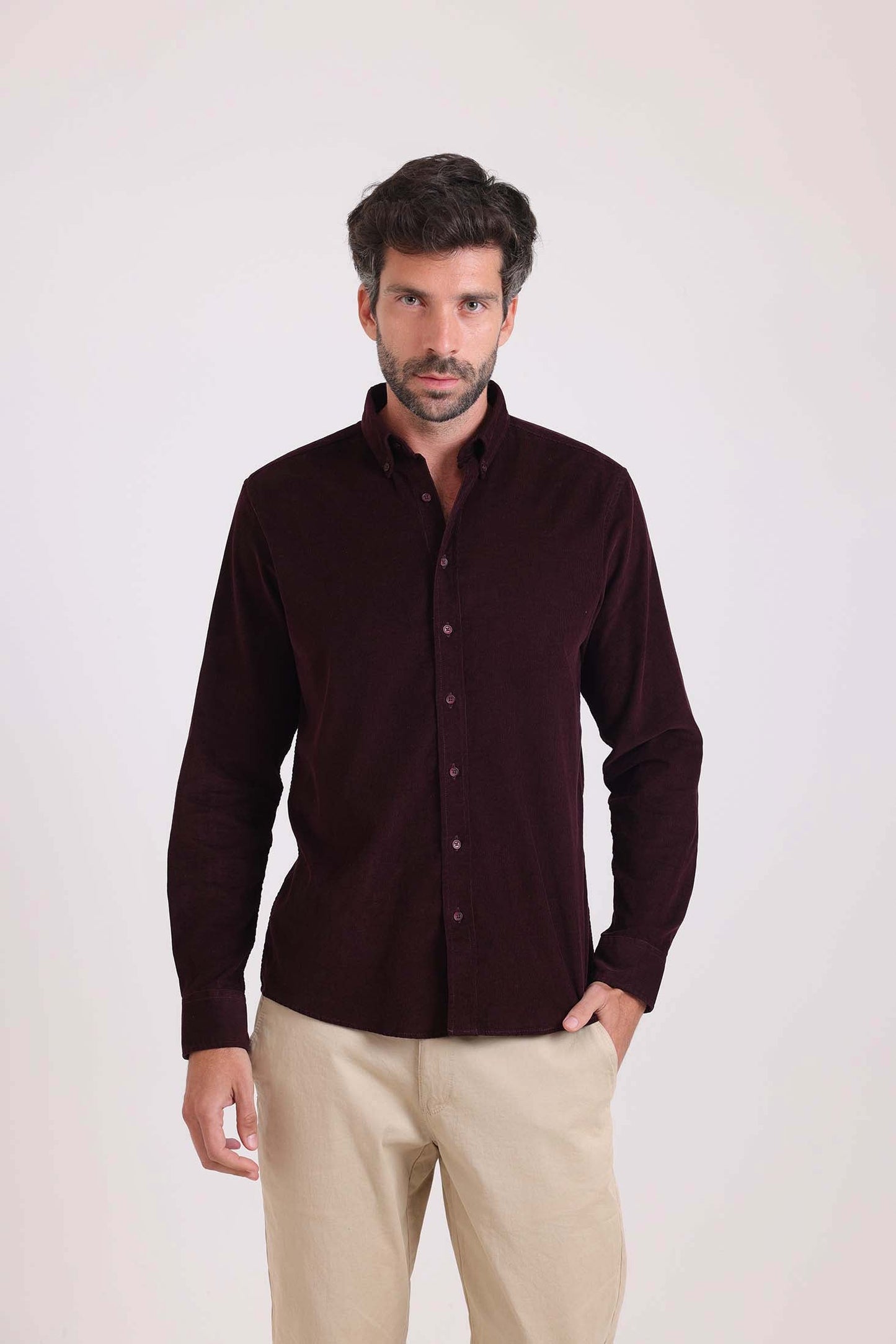 قميص كاجوال مضلع بقصة عادية