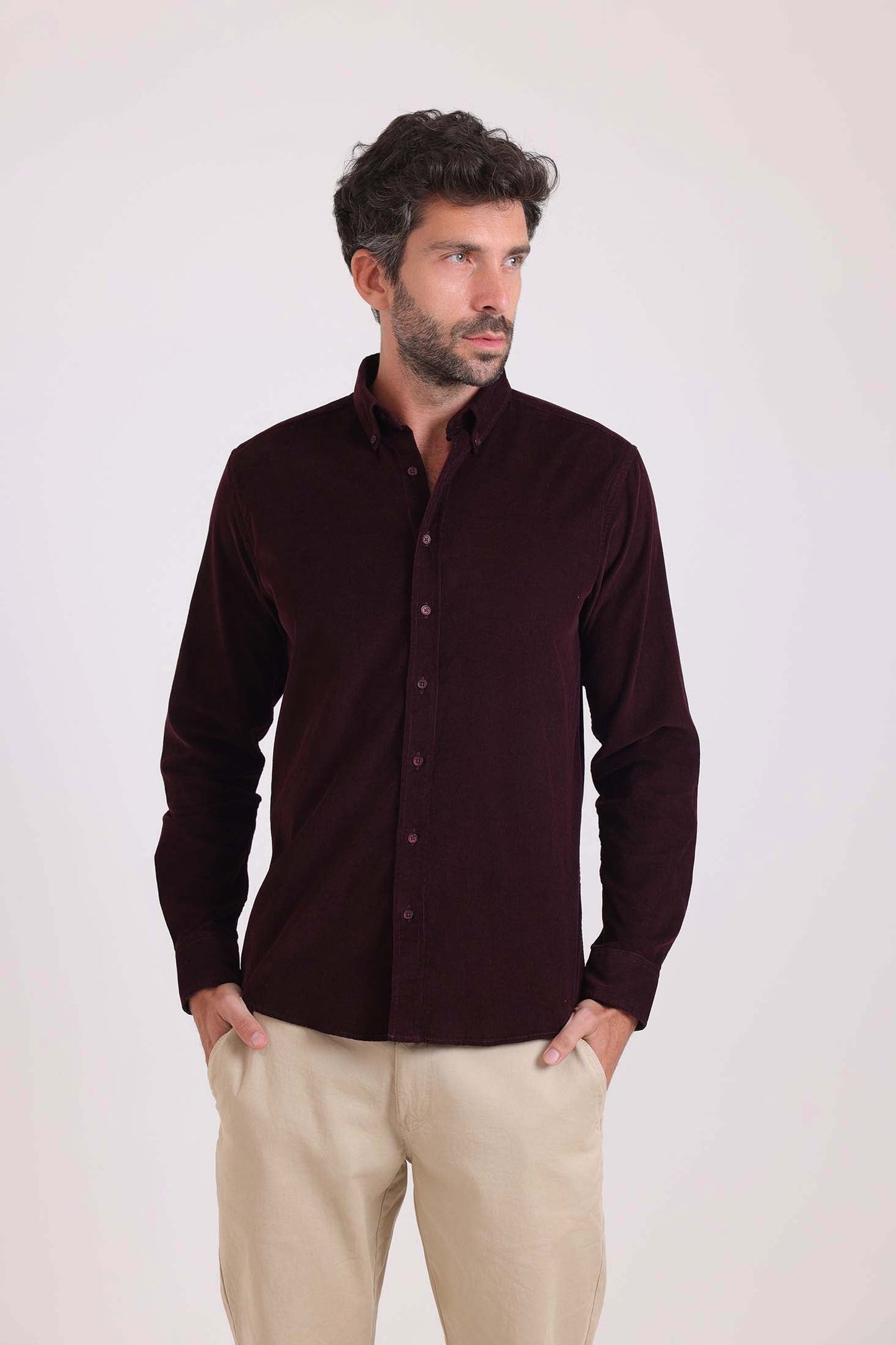 قميص كاجوال مضلع بقصة عادية