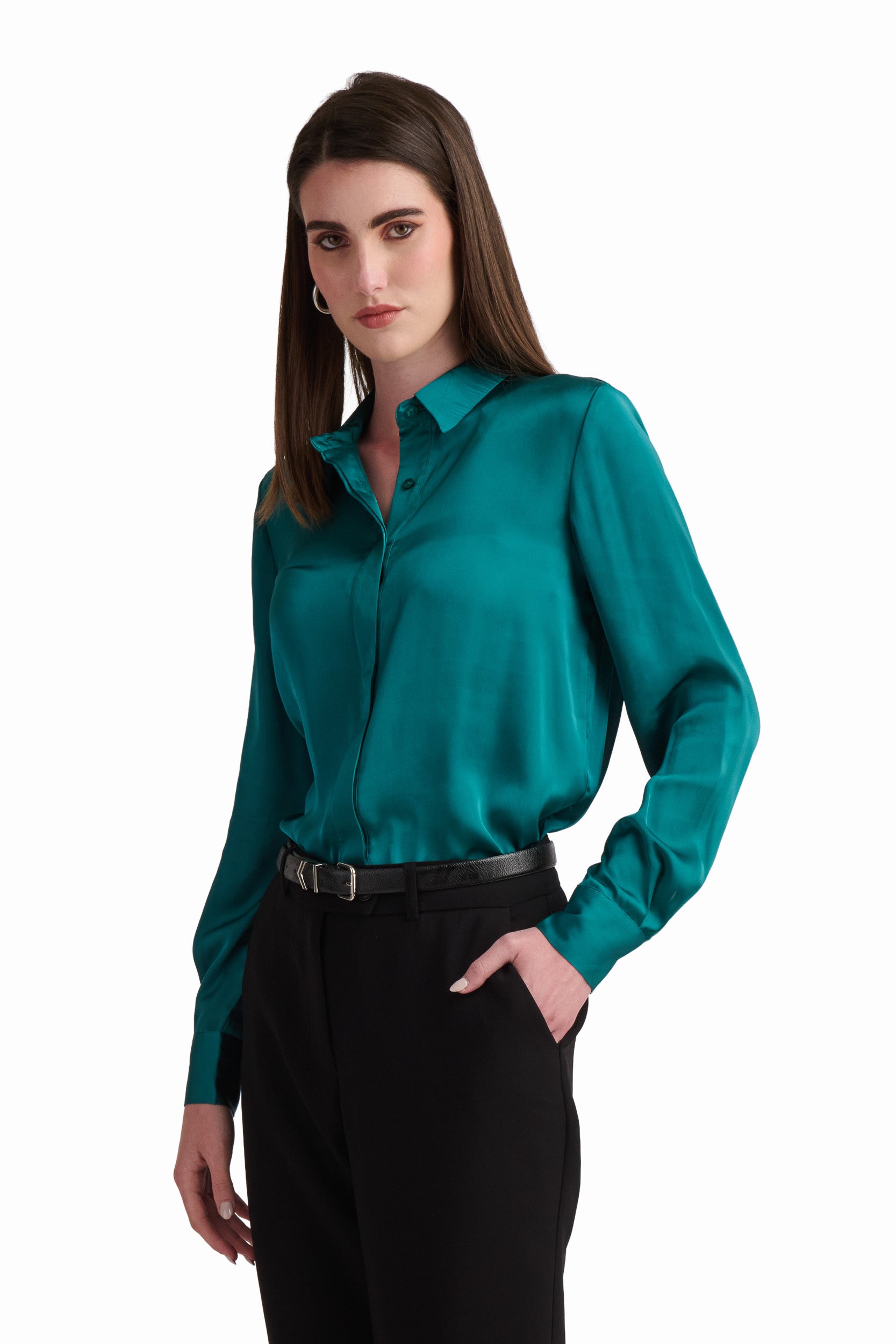 Emerald Satin Blouse