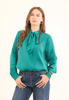 Bow-Neck Satin Shirt