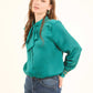 Champagne Bow-Neck Satin Shirt
