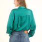 Champagne Bow-Neck Satin Shirt