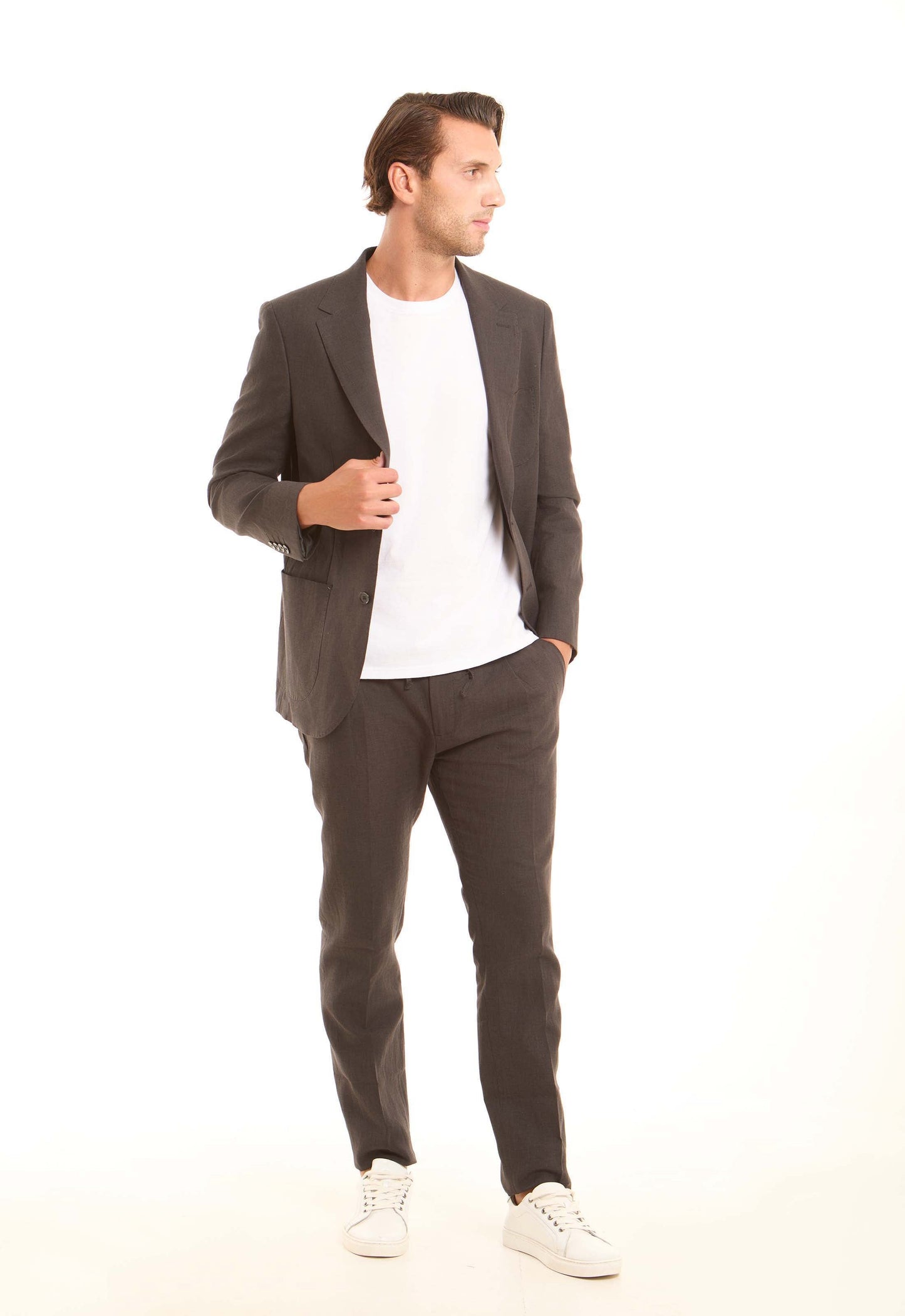 Comfy Linen-Cotton Slim-Leg Trousers