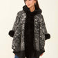 Fur Hooded Neck Patterned Poncho