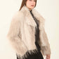 Textured Faux Fur Polyester Coat