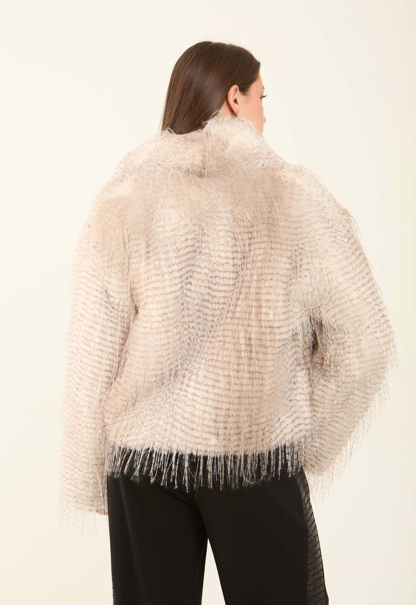 Textured Faux Fur Polyester Coat