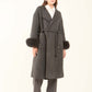 Fur-Cuff Wool-Blend Long Coat