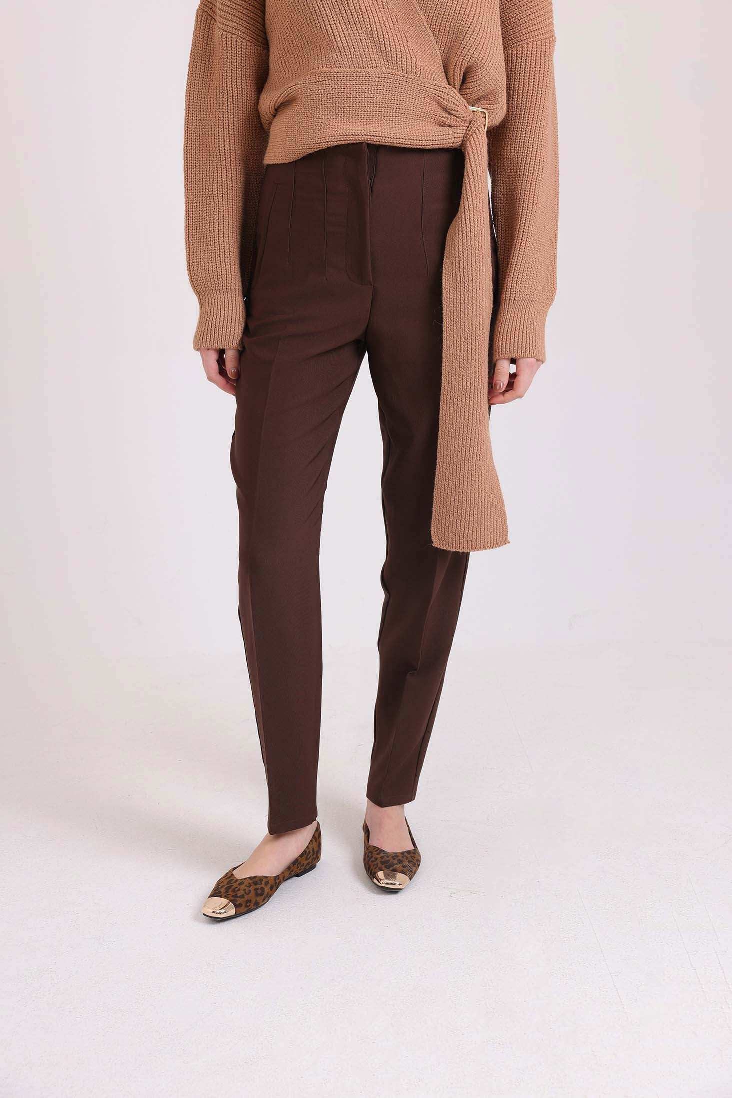 Tailored High-Waist Polyester Pants