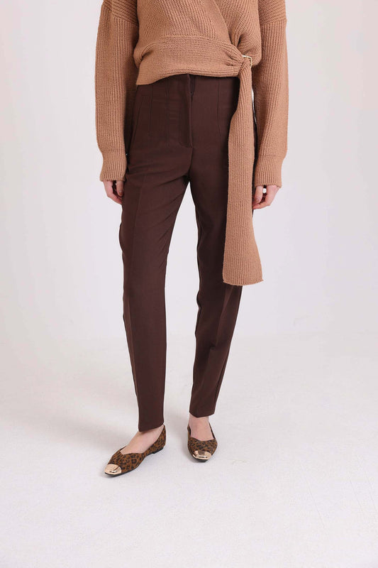 Tailored High-Waist Polyester Pants