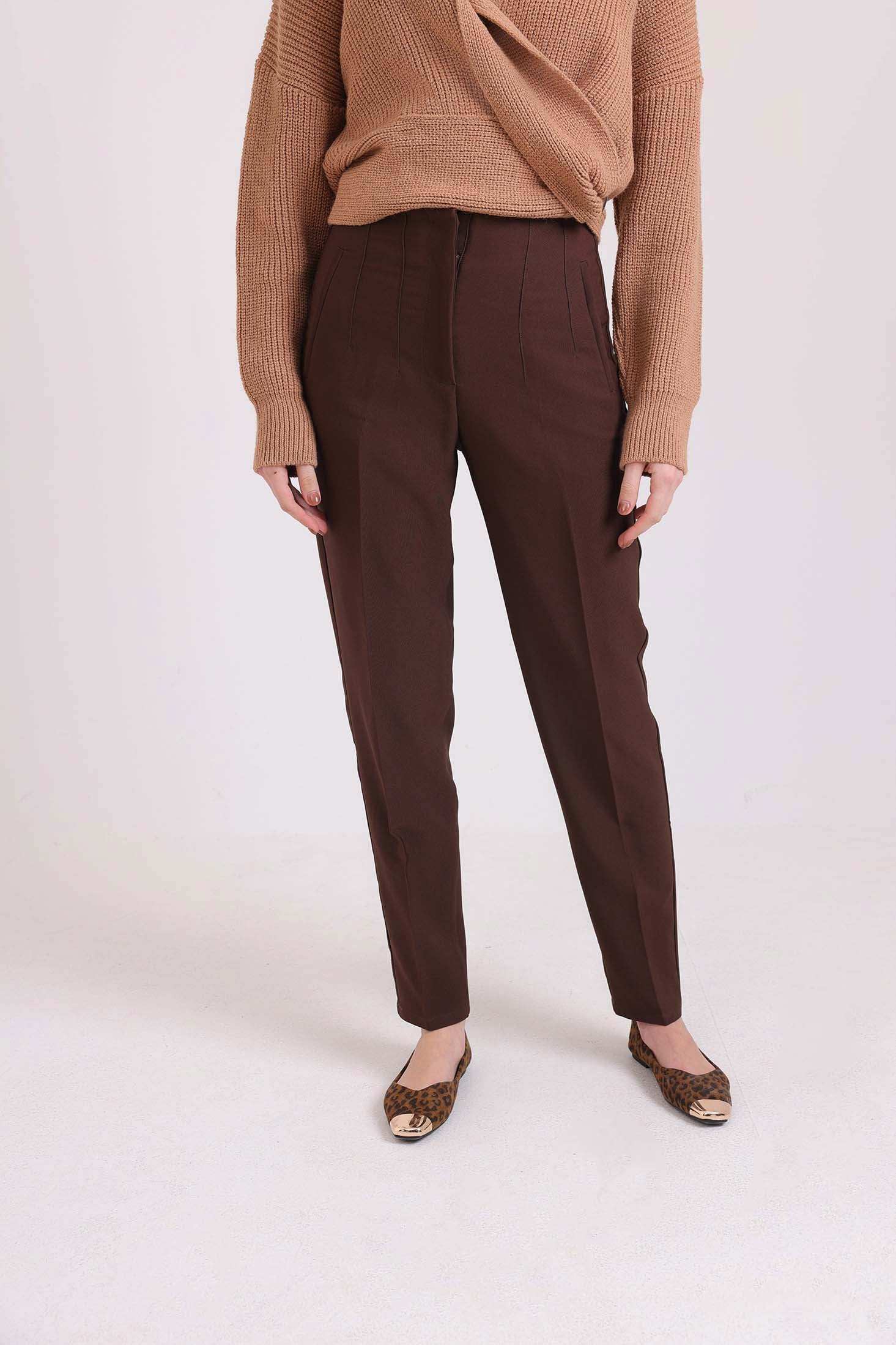 Tailored High-Waist Polyester Pants